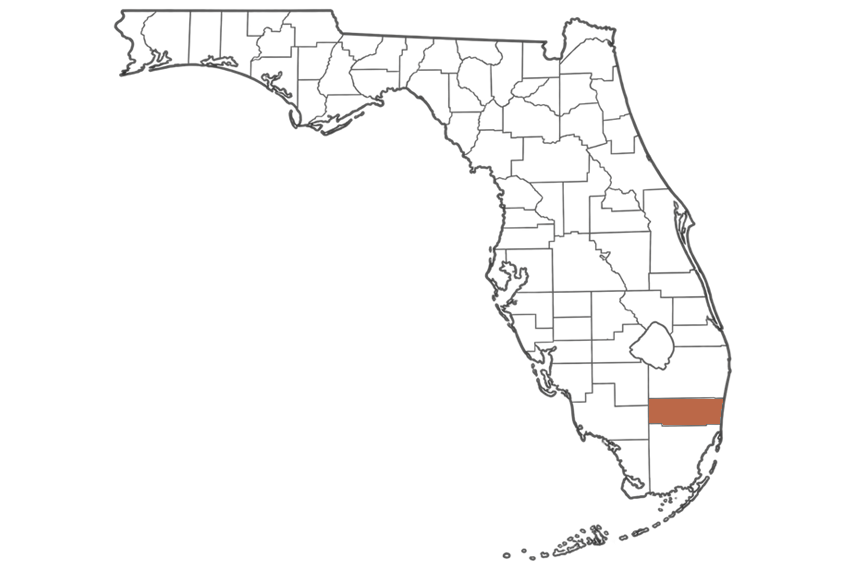 Broward County Florida jobs map highlighting Broward County