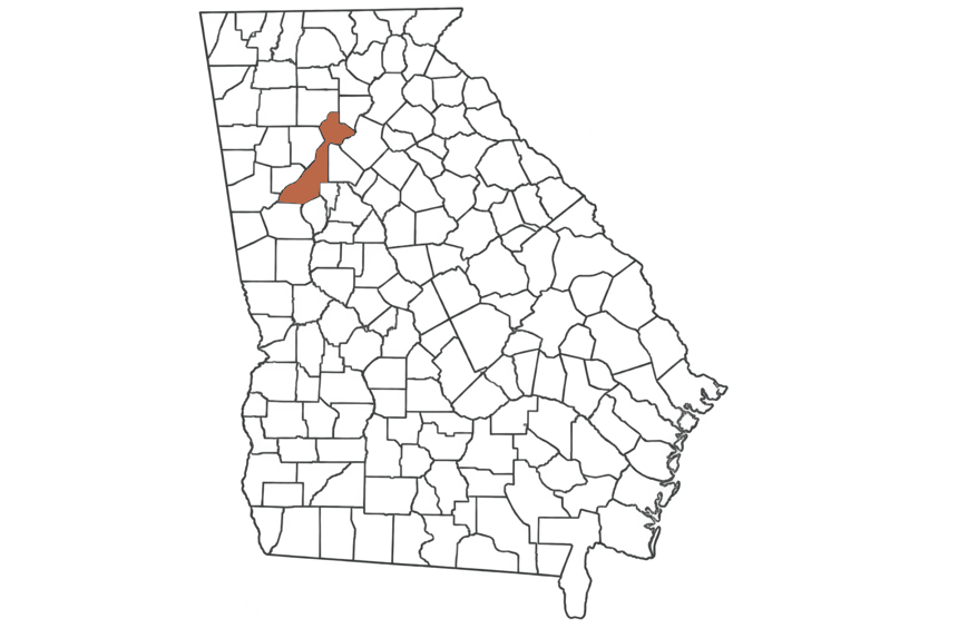 Fulton County Georgia jobs map highlighting Fulton County